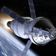 Artist’s conception of Orion’s ICPS performing an engine burn to place it on a Moon-bound trajectory.